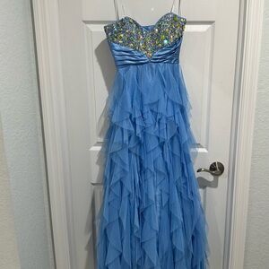 Masquerade Blue Maxi Dress with Beaded Bodice